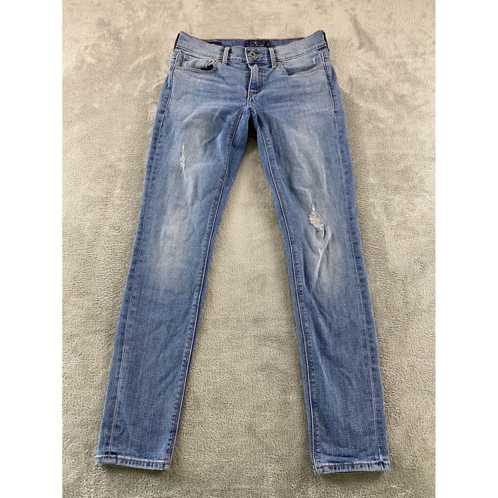 Lucky Brand Charlie Skinny Jeans Womens 2/26 Medium Wash Distressed Blue Denim